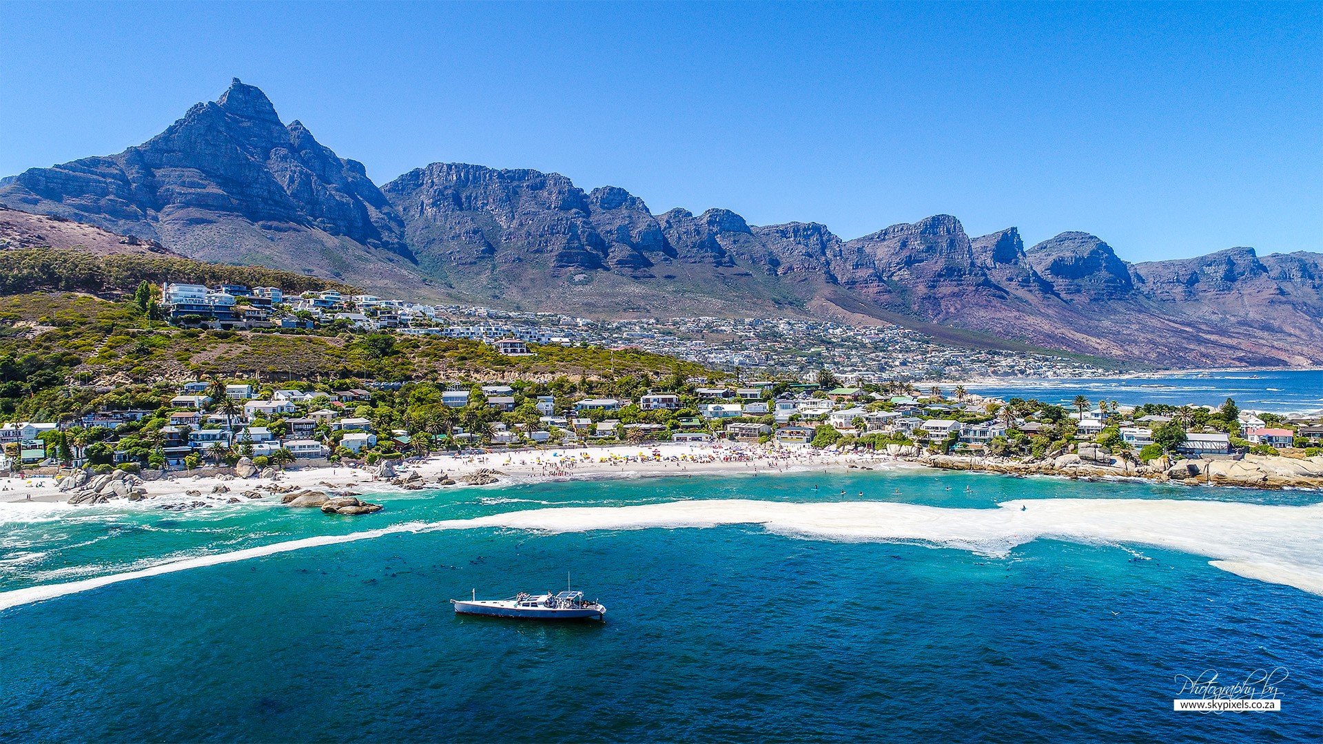 Cape Town aerial view of 12 Apostles mountain range from certified drone operator